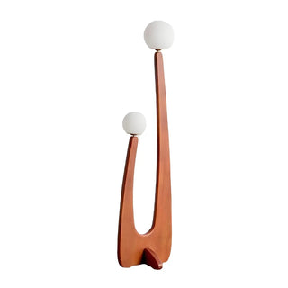 Modish Double Globe Brown Wooden Yoji Floor Lamp Zawala Image - 8