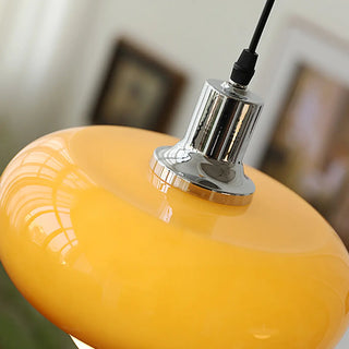ZOWALA - Modern Sleek Round Yellow Glass Globe Pendant Light Image - 10