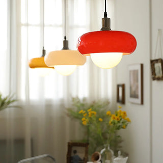 ZOWALA - Modern Sleek Round Yellow Glass Globe Pendant Light Image - 2