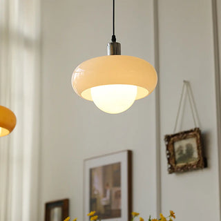 ZOWALA - Modern Sleek Round Yellow Glass Globe Pendant Light Image - 3