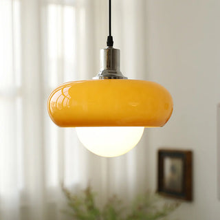 ZOWALA - Modern Sleek Round Yellow Glass Globe Pendant Light Image - 5