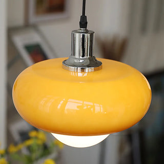 ZOWALA - Modern Sleek Round Yellow Glass Globe Pendant Light Image - 8