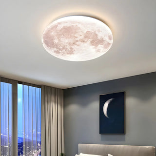 Modern Moon Round Dimmable LED Flush Mount Ceiling Lamp Zawala Image - 1