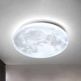 Modern Moon Round Dimmable LED Flush Mount Ceiling Lamp Zawala Image - 12