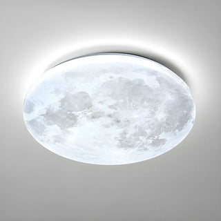 Modern Moon Round Dimmable LED Flush Mount Ceiling Lamp Zawala Image - 14