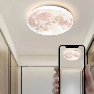 Modern Moon Round Dimmable LED Flush Mount Ceiling Lamp Zawala Image - 16