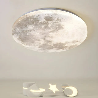Modern Moon Round Dimmable LED Flush Mount Ceiling Lamp Zawala Image - 19