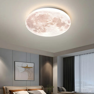 Modern Moon Round Dimmable LED Flush Mount Ceiling Lamp Zawala Image - 2