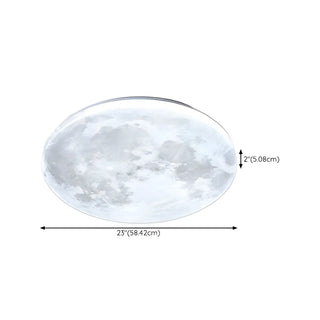 Modern Moon Round Dimmable LED Flush Mount Ceiling Lamp Zawala Image - 24