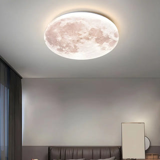 Modern Moon Round Dimmable LED Flush Mount Ceiling Lamp Zawala Image - 3