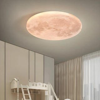 Modern Moon Round Dimmable LED Flush Mount Ceiling Lamp Zawala Image - 4