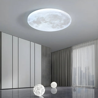 Modern Moon Round Dimmable LED Flush Mount Ceiling Lamp Zawala Image - 6