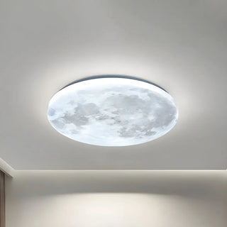 Modern Moon Round Dimmable LED Flush Mount Ceiling Lamp Zawala Image - 8