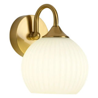Silver Ribbed Glass Globe Bedside LED Wall Sconce Zawala Image - 12
