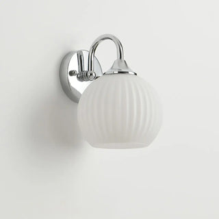 Silver Ribbed Glass Globe Bedside LED Wall Sconce Zawala Image - 13