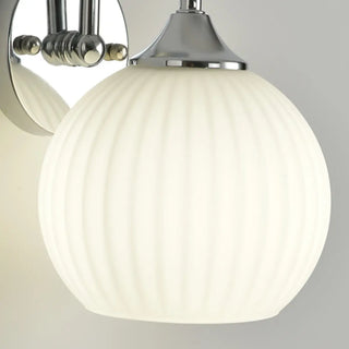 Silver Ribbed Glass Globe Bedside LED Wall Sconce Zawala Image - 15