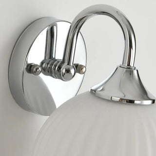 Silver Ribbed Glass Globe Bedside LED Wall Sconce Zawala Image - 16