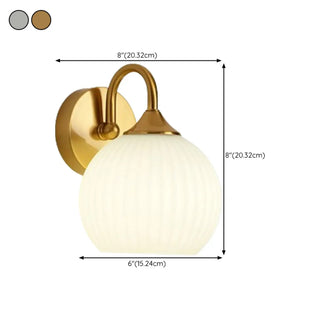 Silver Ribbed Glass Globe Bedside LED Wall Sconce Zawala Image - 20