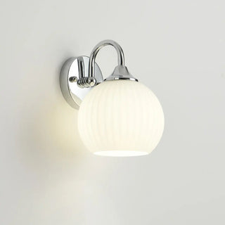Silver Ribbed Glass Globe Bedside LED Wall Sconce Zawala Image - 4