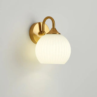 Silver Ribbed Glass Globe Bedside LED Wall Sconce Zawala Image - 5