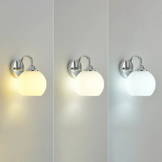 Silver Ribbed Glass Globe Bedside LED Wall Sconce Zawala Image - 6