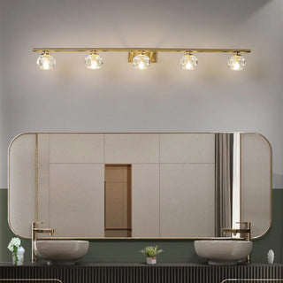 Sleek Gold 5-Light Crystal Bathroom Vanity Light Zawala Image - 1