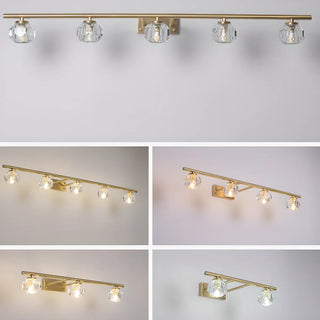 Sleek Gold 5-Light Crystal Bathroom Vanity Light Zawala Image - 10