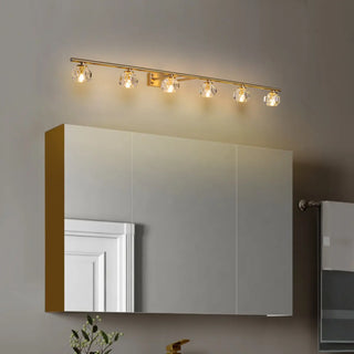 Sleek Gold 5-Light Crystal Bathroom Vanity Light Zawala Image - 2
