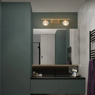 Sleek Gold 5-Light Crystal Bathroom Vanity Light Zawala Image - 3
