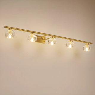 Sleek Gold 5-Light Crystal Bathroom Vanity Light Zawala Image - 8