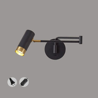 Sleek Cylinder Bedside Reading Swing Arm Iron Wall Lamp Zawala Image - 11