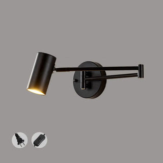 Sleek Cylinder Bedside Reading Swing Arm Iron Wall Lamp Zawala Image - 13
