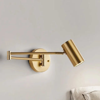 Sleek Cylinder Bedside Reading Swing Arm Iron Wall Lamp Zawala Image - 2