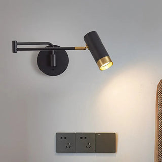 Sleek Cylinder Bedside Reading Swing Arm Iron Wall Lamp Zawala Image - 3