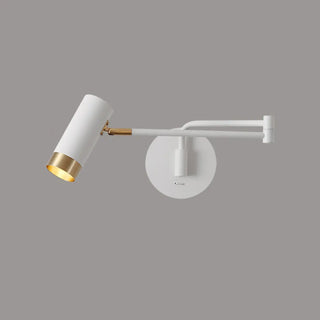 Sleek Cylinder Bedside Reading Swing Arm Iron Wall Lamp Zawala Image - 6