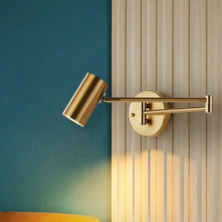 Sleek Cylinder Bedside Reading Swing Arm Iron Wall Lamp Zawala Image - 8