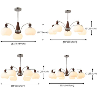 ZOWALA - Round White Glass Chrome Branch Living Room Chandelier #size