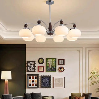 ZOWALA - Round White Glass Chrome Branch Living Room Chandelier Image - 4