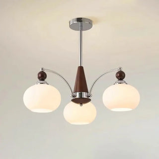 ZOWALA - Round White Glass Chrome Branch Living Room Chandelier Image - 5