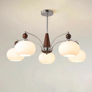 ZOWALA - Round White Glass Chrome Branch Living Room Chandelier Image - 6