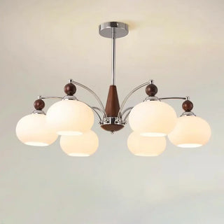 ZOWALA - Round White Glass Chrome Branch Living Room Chandelier Image - 7
