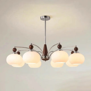 ZOWALA - Round White Glass Chrome Branch Living Room Chandelier Image - 8