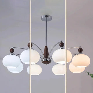 ZOWALA - Round White Glass Chrome Branch Living Room Chandelier Image - 9