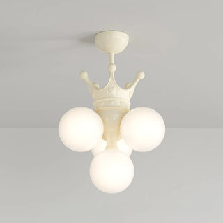 ZOWALA - 3-Light Ball Crown Beige Resin Small Kids Room Chandelier Image - 16