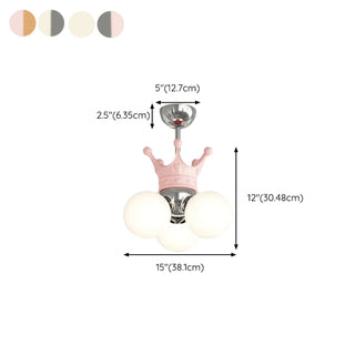 ZOWALA - 3-Light Ball Crown Beige Resin Small Kids Room Chandelier #size
