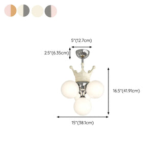 ZOWALA - 3-Light Ball Crown Beige Resin Small Kids Room Chandelier Image - 19