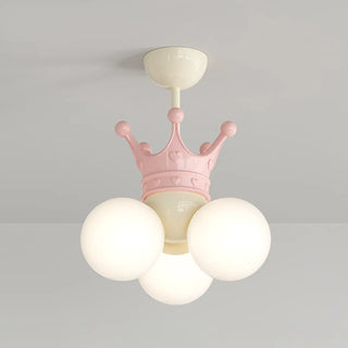 ZOWALA - 3-Light Ball Crown Beige Resin Small Kids Room Chandelier Image - 8
