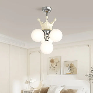 ZOWALA - 3-Light Ball Crown Beige Resin Small Kids Room Chandelier Image - 3