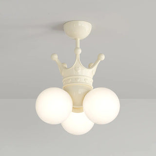 ZOWALA - 3-Light Ball Crown Beige Resin Small Kids Room Chandelier Image - 9