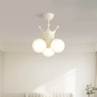 ZOWALA - 3-Light Ball Crown Beige Resin Small Kids Room Chandelier Image - 4